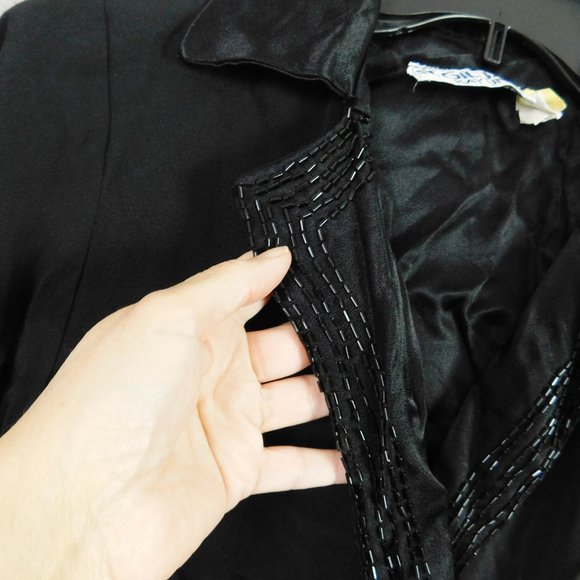 Vintage St. Gillian by Key Unger Women Dress 6 Black Beaded Short Sleeve - Picture 5 of 13